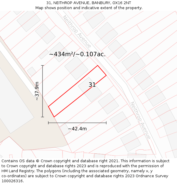 31, NEITHROP AVENUE, BANBURY, OX16 2NT: Plot and title map