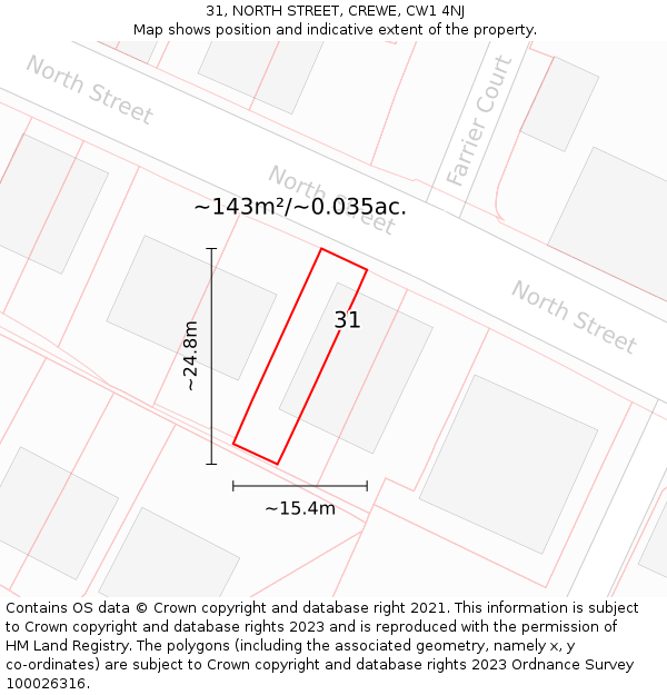 31, NORTH STREET, CREWE, CW1 4NJ: Plot and title map