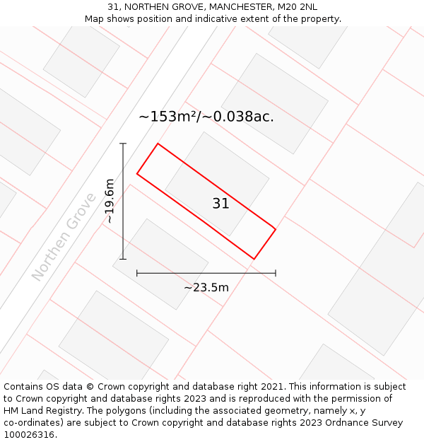 31, NORTHEN GROVE, MANCHESTER, M20 2NL: Plot and title map