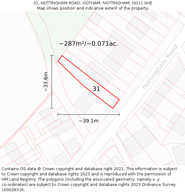 31, NOTTINGHAM ROAD, GOTHAM, NOTTINGHAM, NG11 0HE: Plot and title map