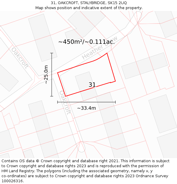 31, OAKCROFT, STALYBRIDGE, SK15 2UQ: Plot and title map