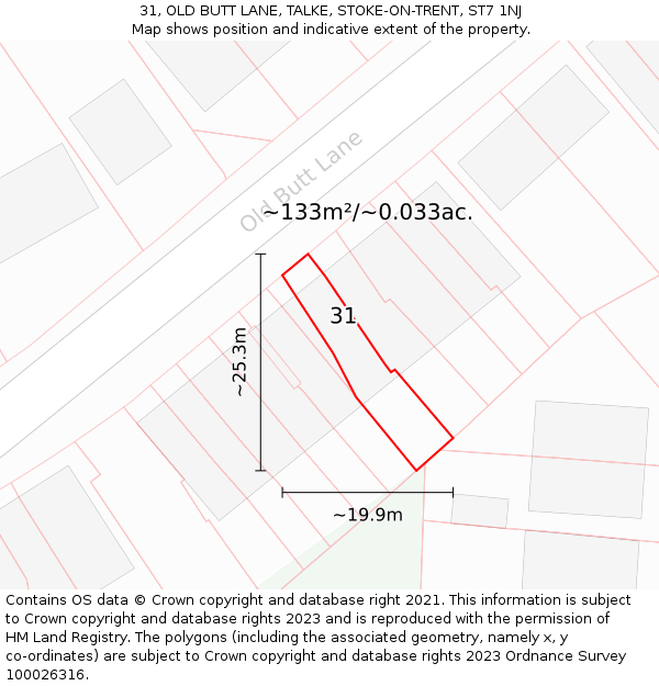 31, OLD BUTT LANE, TALKE, STOKE-ON-TRENT, ST7 1NJ: Plot and title map