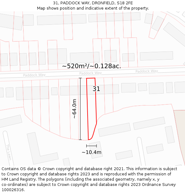 31, PADDOCK WAY, DRONFIELD, S18 2FE: Plot and title map