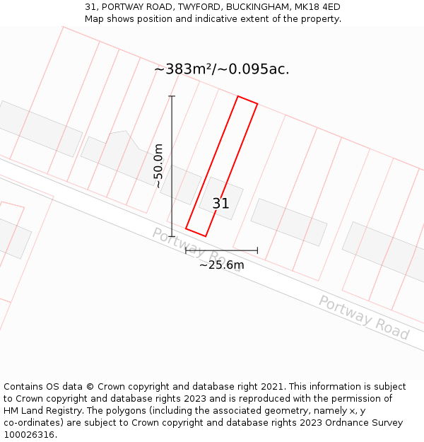 31, PORTWAY ROAD, TWYFORD, BUCKINGHAM, MK18 4ED: Plot and title map