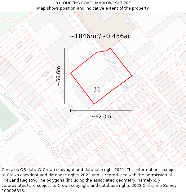 31, QUEENS ROAD, MARLOW, SL7 2PS: Plot and title map