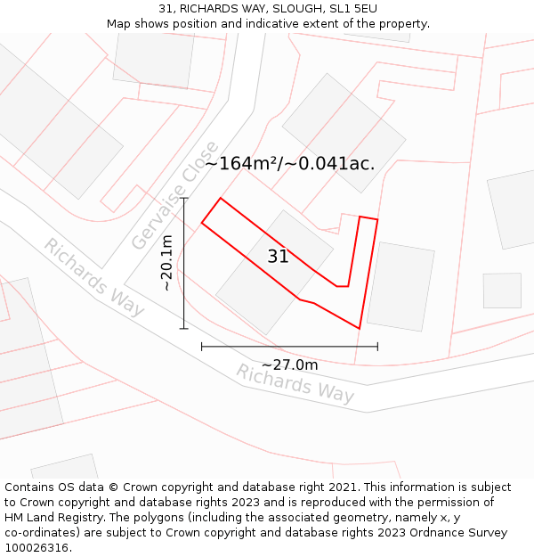 31, RICHARDS WAY, SLOUGH, SL1 5EU: Plot and title map