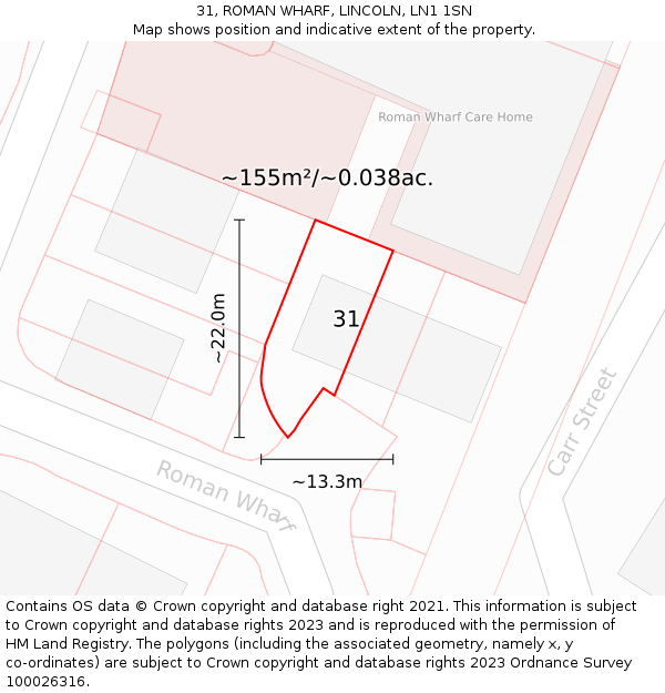 31, ROMAN WHARF, LINCOLN, LN1 1SN: Plot and title map