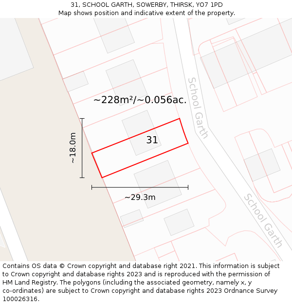 31, SCHOOL GARTH, SOWERBY, THIRSK, YO7 1PD: Plot and title map