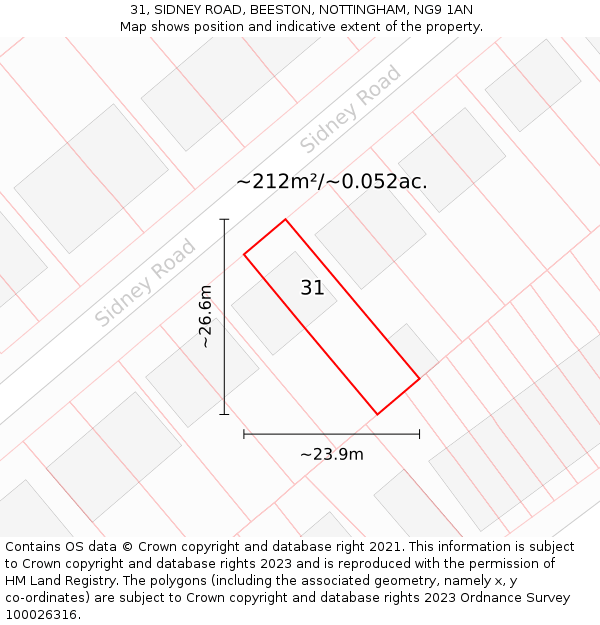 31, SIDNEY ROAD, BEESTON, NOTTINGHAM, NG9 1AN: Plot and title map