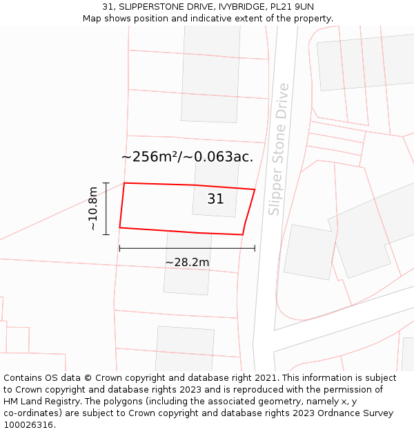 31, SLIPPERSTONE DRIVE, IVYBRIDGE, PL21 9UN: Plot and title map