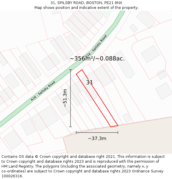 31, SPILSBY ROAD, BOSTON, PE21 9NX: Plot and title map