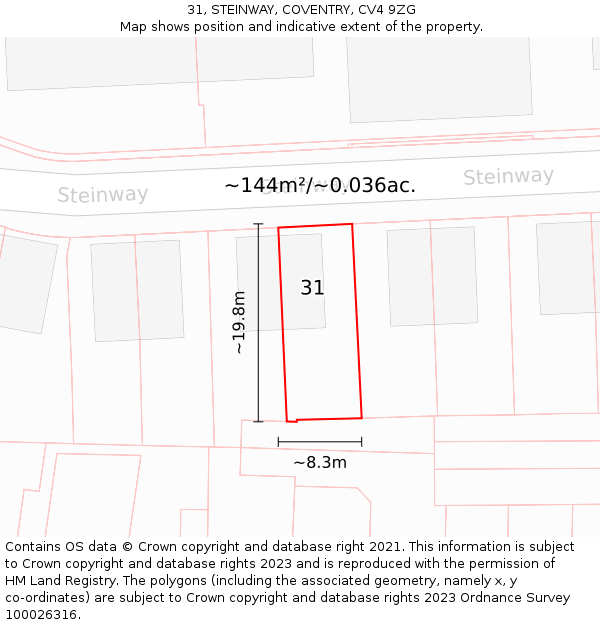 31, STEINWAY, COVENTRY, CV4 9ZG: Plot and title map