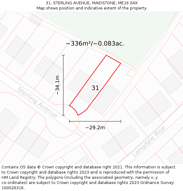 31, STERLING AVENUE, MAIDSTONE, ME16 0AX: Plot and title map