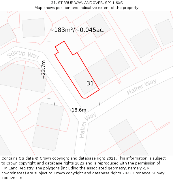 31, STIRRUP WAY, ANDOVER, SP11 6XS: Plot and title map