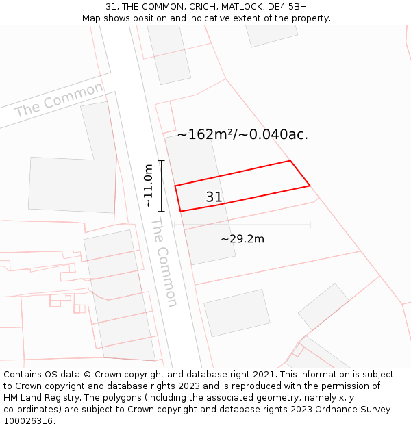 31, THE COMMON, CRICH, MATLOCK, DE4 5BH: Plot and title map