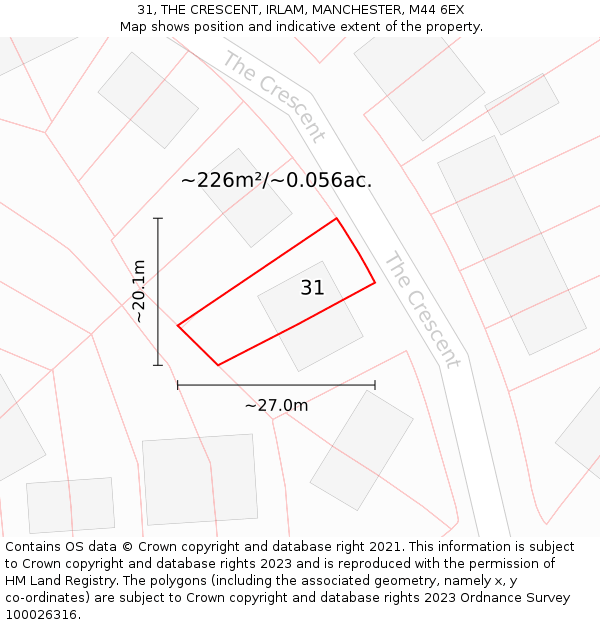 31, THE CRESCENT, IRLAM, MANCHESTER, M44 6EX: Plot and title map