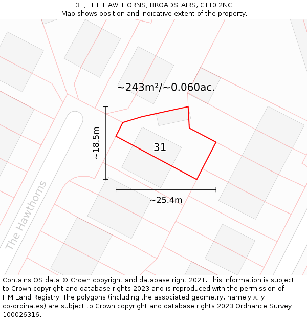 31, THE HAWTHORNS, BROADSTAIRS, CT10 2NG: Plot and title map