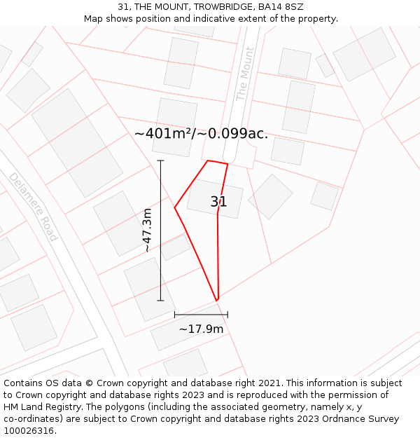 31, THE MOUNT, TROWBRIDGE, BA14 8SZ: Plot and title map