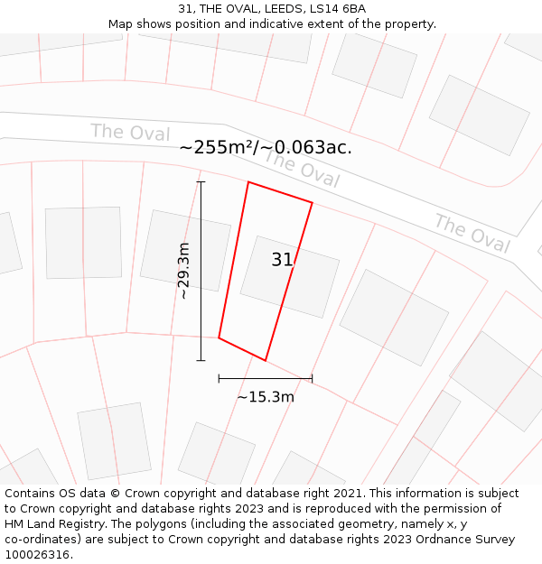 31, THE OVAL, LEEDS, LS14 6BA: Plot and title map