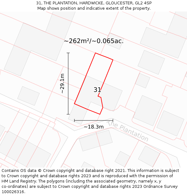 31, THE PLANTATION, HARDWICKE, GLOUCESTER, GL2 4SP: Plot and title map