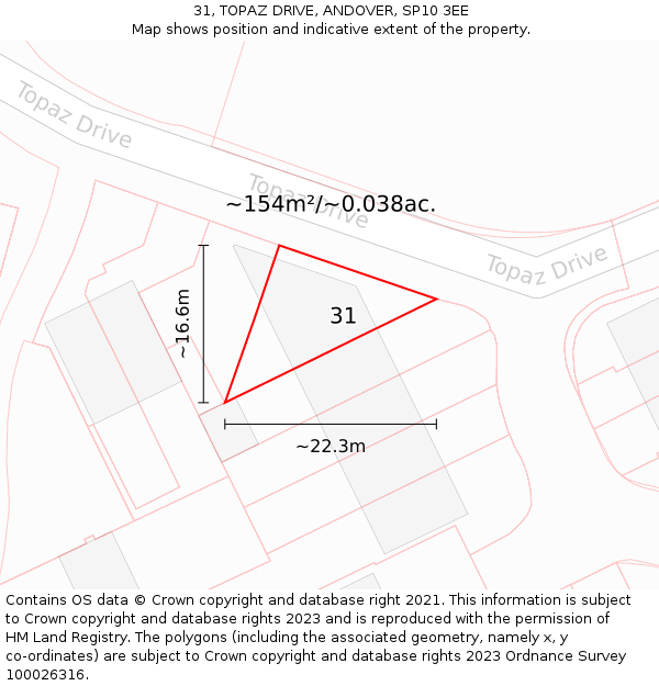 31, TOPAZ DRIVE, ANDOVER, SP10 3EE: Plot and title map