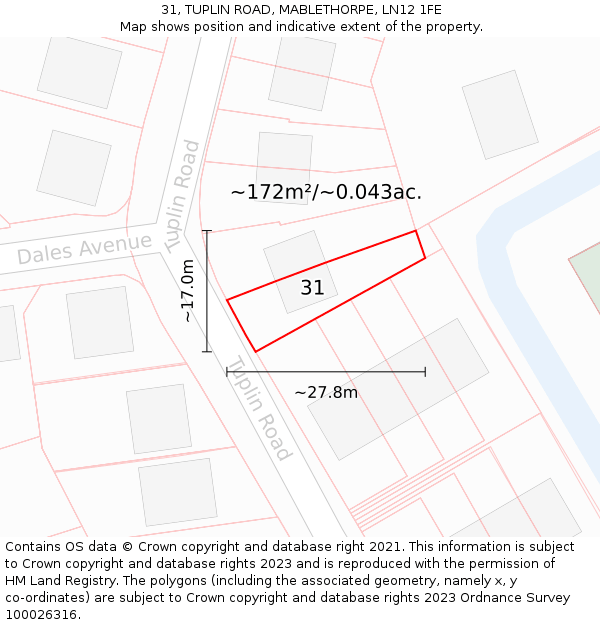 31, TUPLIN ROAD, MABLETHORPE, LN12 1FE: Plot and title map