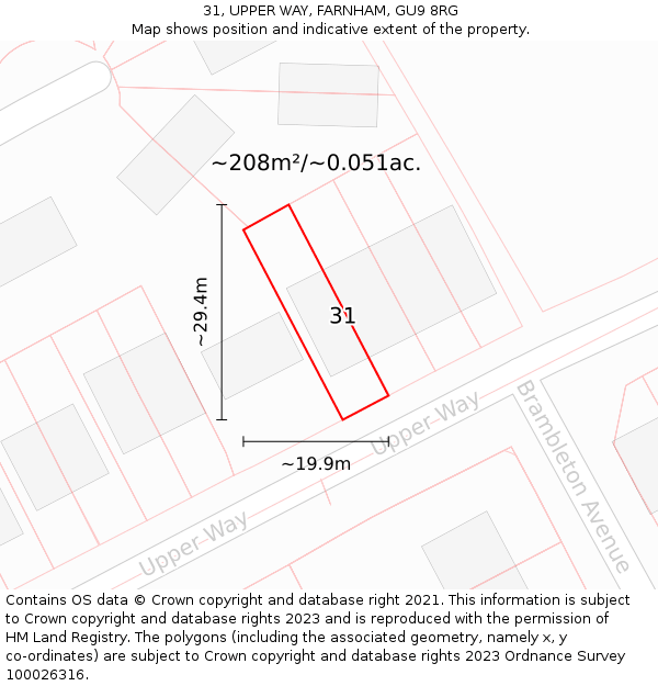 31, UPPER WAY, FARNHAM, GU9 8RG: Plot and title map
