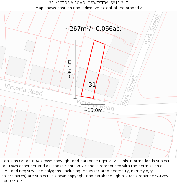 31, VICTORIA ROAD, OSWESTRY, SY11 2HT: Plot and title map