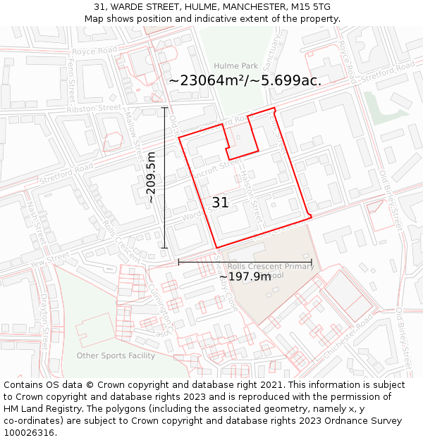 31, WARDE STREET, HULME, MANCHESTER, M15 5TG: Plot and title map