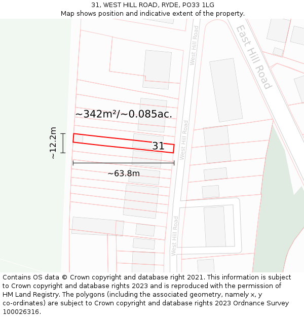 31, WEST HILL ROAD, RYDE, PO33 1LG: Plot and title map