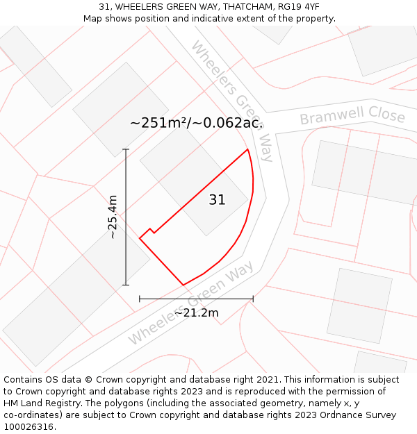 31, WHEELERS GREEN WAY, THATCHAM, RG19 4YF: Plot and title map