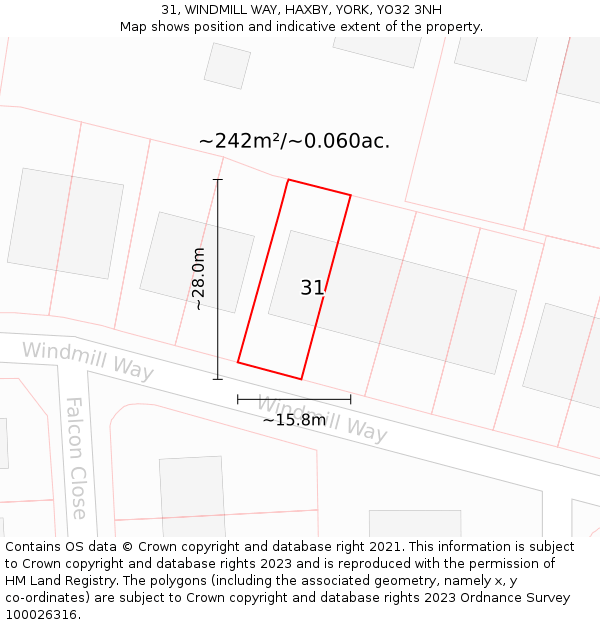 31, WINDMILL WAY, HAXBY, YORK, YO32 3NH: Plot and title map