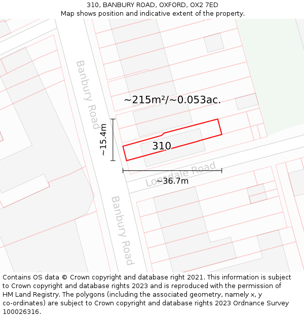 310, BANBURY ROAD, OXFORD, OX2 7ED: Plot and title map