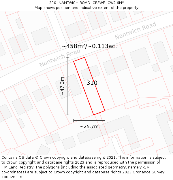 310, NANTWICH ROAD, CREWE, CW2 6NY: Plot and title map