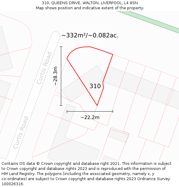 310, QUEENS DRIVE, WALTON, LIVERPOOL, L4 8SN: Plot and title map