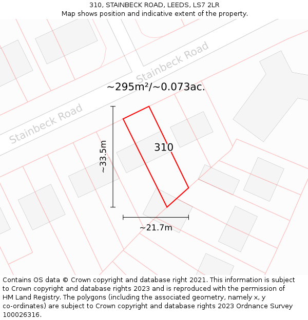 310, STAINBECK ROAD, LEEDS, LS7 2LR: Plot and title map