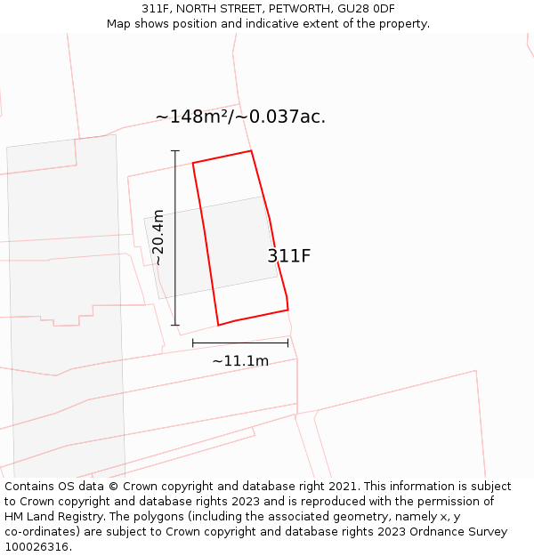 311F, NORTH STREET, PETWORTH, GU28 0DF: Plot and title map