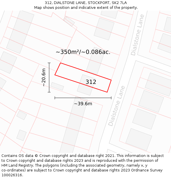 312, DIALSTONE LANE, STOCKPORT, SK2 7LA: Plot and title map