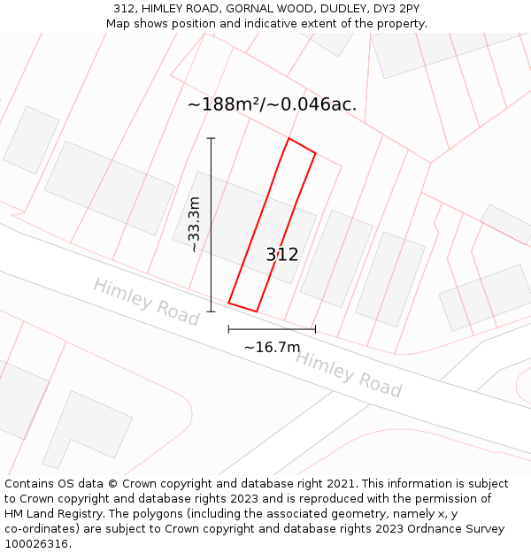 312, HIMLEY ROAD, GORNAL WOOD, DUDLEY, DY3 2PY: Plot and title map