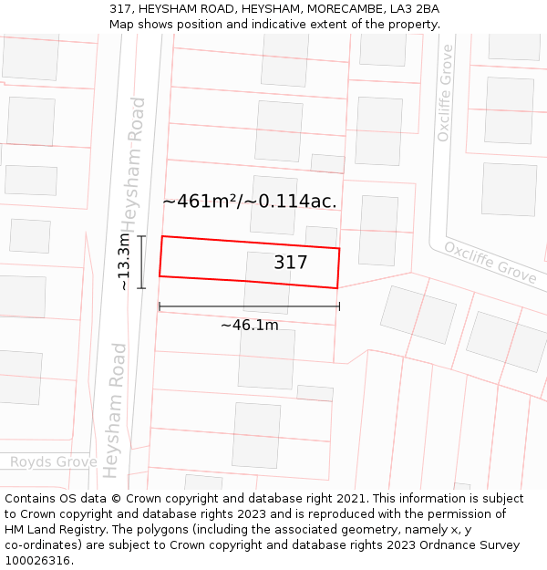 317, HEYSHAM ROAD, HEYSHAM, MORECAMBE, LA3 2BA: Plot and title map