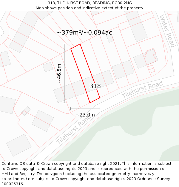 318, TILEHURST ROAD, READING, RG30 2NG: Plot and title map