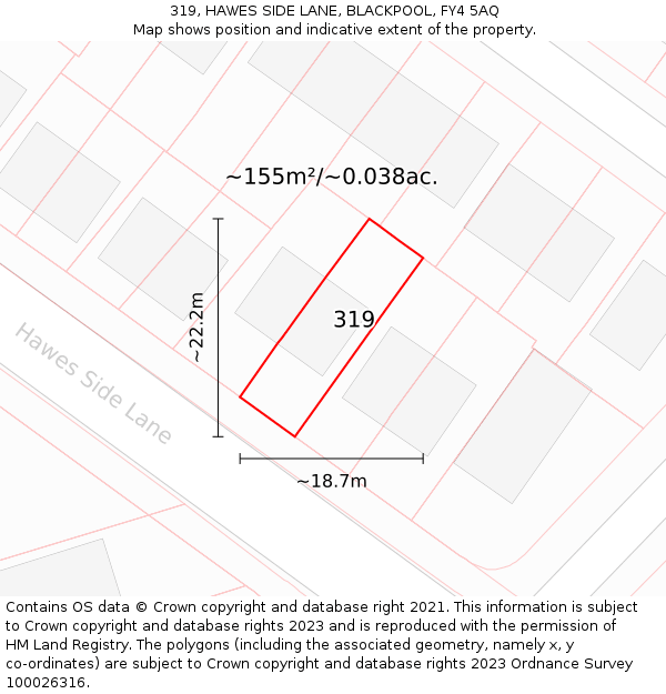 319, HAWES SIDE LANE, BLACKPOOL, FY4 5AQ: Plot and title map