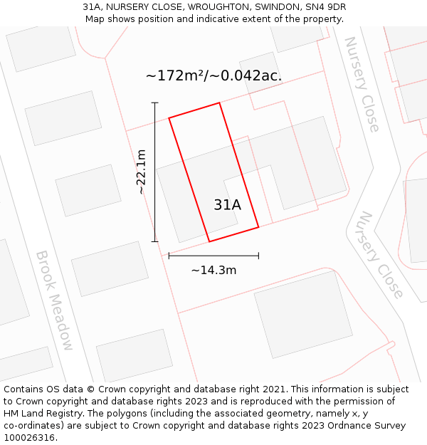 31A, NURSERY CLOSE, WROUGHTON, SWINDON, SN4 9DR: Plot and title map