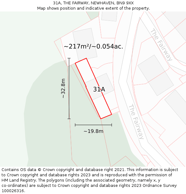 31A, THE FAIRWAY, NEWHAVEN, BN9 9XX: Plot and title map