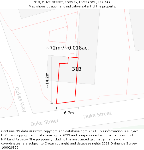 31B, DUKE STREET, FORMBY, LIVERPOOL, L37 4AP: Plot and title map