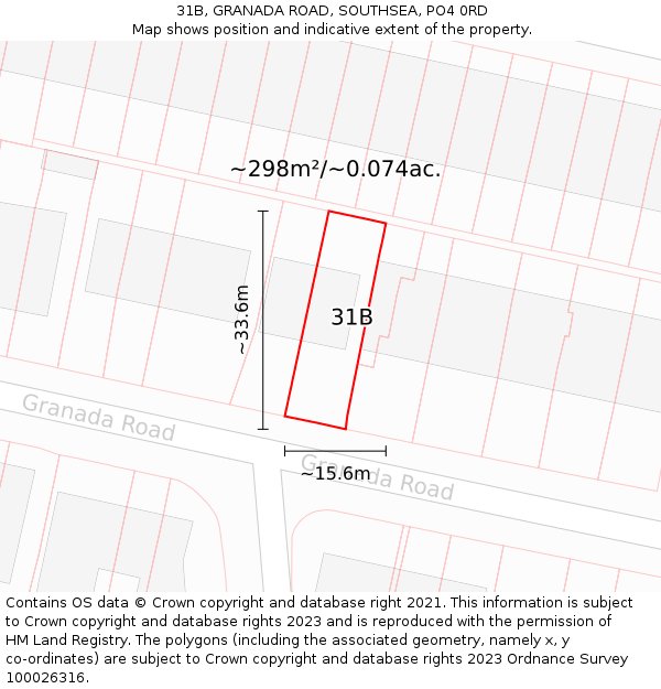 31B, GRANADA ROAD, SOUTHSEA, PO4 0RD: Plot and title map