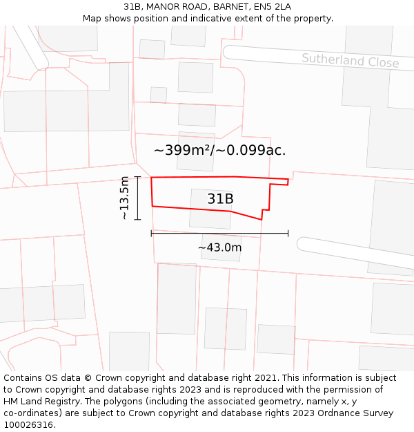 31B, MANOR ROAD, BARNET, EN5 2LA: Plot and title map