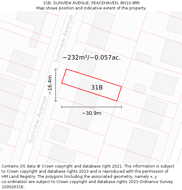 31B, SUNVIEW AVENUE, PEACEHAVEN, BN10 8RR: Plot and title map