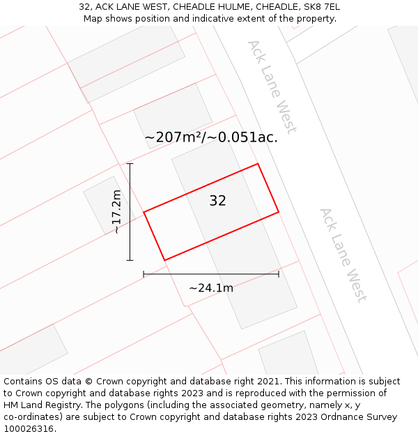 32, ACK LANE WEST, CHEADLE HULME, CHEADLE, SK8 7EL: Plot and title map