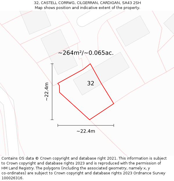 32, CASTELL CORRWG, CILGERRAN, CARDIGAN, SA43 2SH: Plot and title map